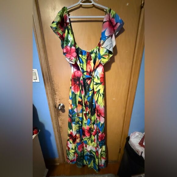 Shein Maweii Plus Size Green Summer Lotus Leaf Edge Maxi Dress – 2XL – NWOT - Picture 3 of 5